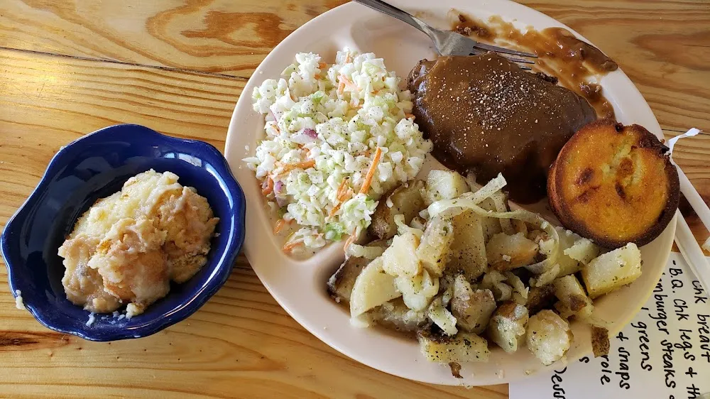 Hamburger Steak & Gravy Cole Slaw & Roasted Potatoes Mexican Cornbread & Banana Pudding